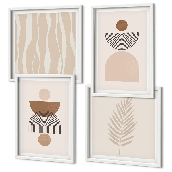 Mur de tableaux Formes abstraites marron beige