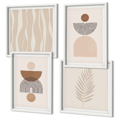 Mur de tableaux Formes abstraites marron beige