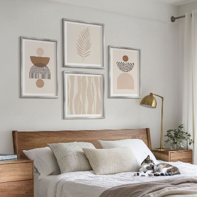 Mur de tableaux Formes abstraites marron beige