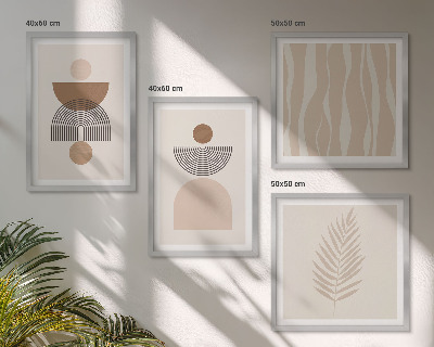 Mur de tableaux Formes abstraites marron beige