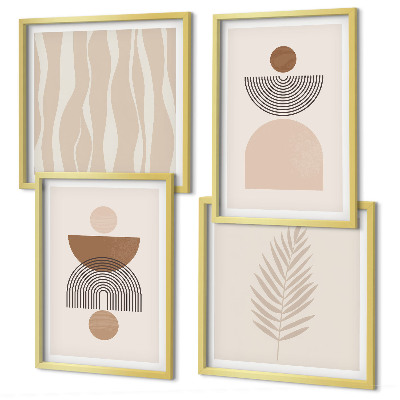 Mur de tableaux Formes abstraites marron beige