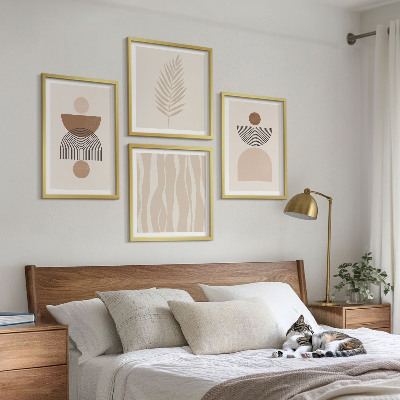 Mur de tableaux Formes abstraites marron beige