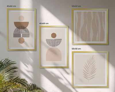 Mur de tableaux Formes abstraites marron beige