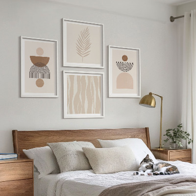 Mur de tableaux Formes abstraites marron beige