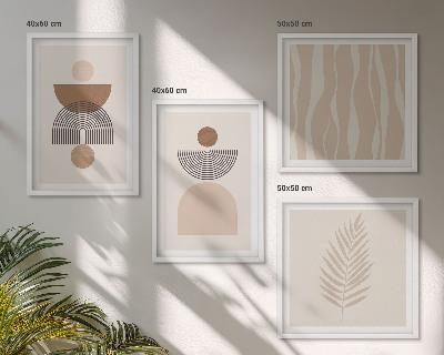 Mur de tableaux Formes abstraites marron beige