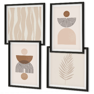 Mur de tableaux Formes abstraites marron beige