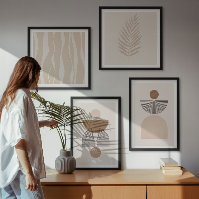 Mur de tableaux Formes abstraites marron beige