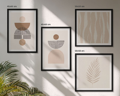 Mur de tableaux Formes abstraites marron beige