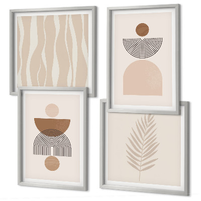 Mur de tableaux Formes abstraites marron beige