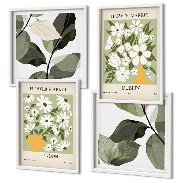 Ensemble de 4 tableaux Motifs floraux londres dublin