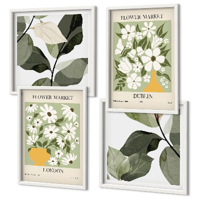Ensemble de 4 tableaux Motifs floraux londres dublin