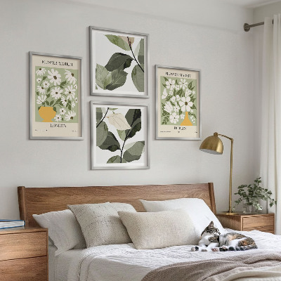 Ensemble de 4 tableaux Motifs floraux londres dublin