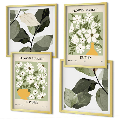 Ensemble de 4 tableaux Motifs floraux londres dublin