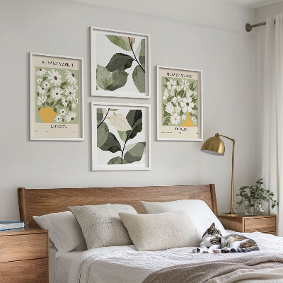 Ensemble de 4 tableaux Motifs floraux londres dublin