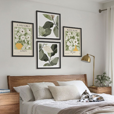 Ensemble de 4 tableaux Motifs floraux londres dublin