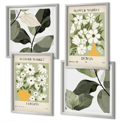 Ensemble de 4 tableaux Motifs floraux londres dublin