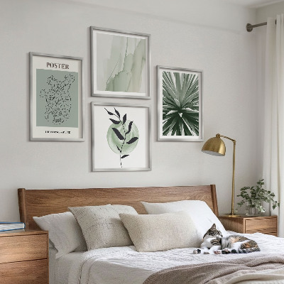 Polyptyque z cadres Motifs végétaux vert beige