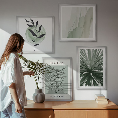Polyptyque z cadres Motifs végétaux vert beige