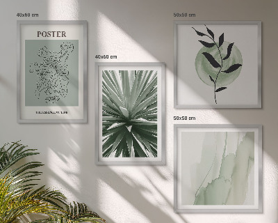 Polyptyque z cadres Motifs végétaux vert beige