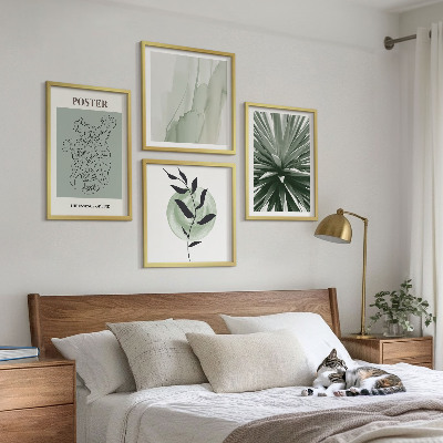 Polyptyque z cadres Motifs végétaux vert beige