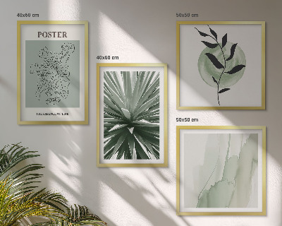 Polyptyque z cadres Motifs végétaux vert beige