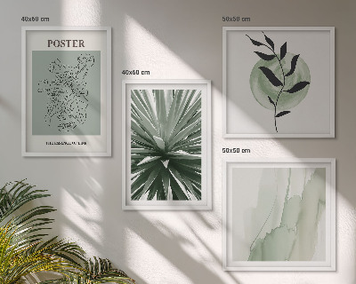 Polyptyque z cadres Motifs végétaux vert beige