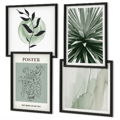 Polyptyque z cadres Motifs végétaux vert beige