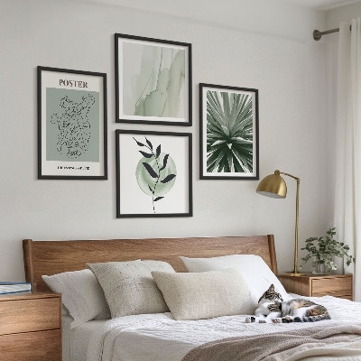 Polyptyque z cadres Motifs végétaux vert beige