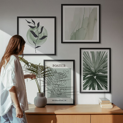 Polyptyque z cadres Motifs végétaux vert beige