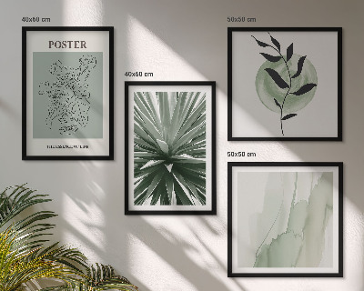 Polyptyque z cadres Motifs végétaux vert beige