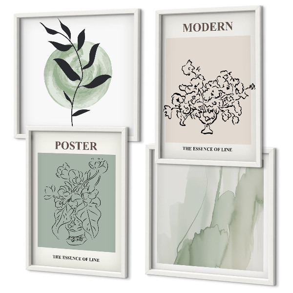 Ensemble de 4 tableaux Fleurs dans un vase moderne