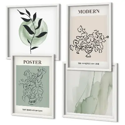 Fleurs dans un vase moderne ensemble de 4 tableaux