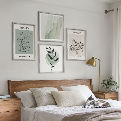 Ensemble de 4 tableaux Fleurs dans un vase moderne