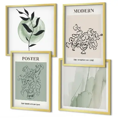 Fleurs dans un vase moderne ensemble de 4 tableaux