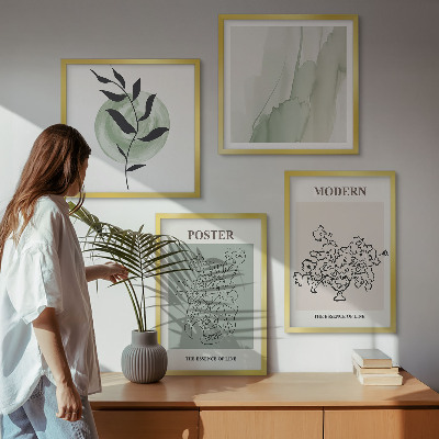 Ensemble de 4 tableaux Fleurs dans un vase moderne