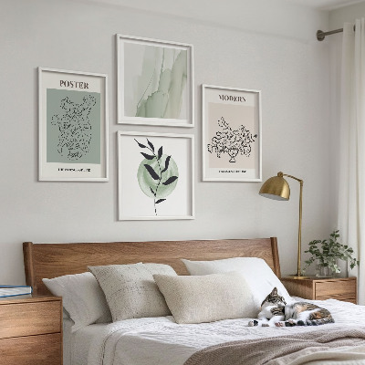 Ensemble de 4 tableaux Fleurs dans un vase moderne