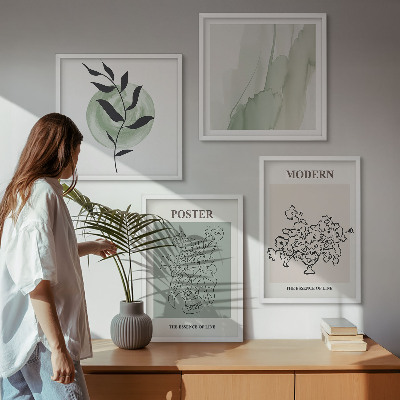 Ensemble de 4 tableaux Fleurs dans un vase moderne