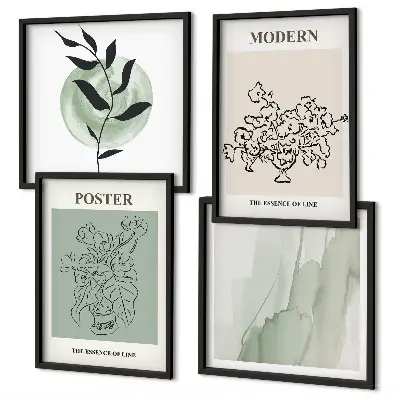 Fleurs dans un vase moderne ensemble de 4 tableaux