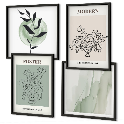 Ensemble de 4 tableaux Fleurs dans un vase moderne
