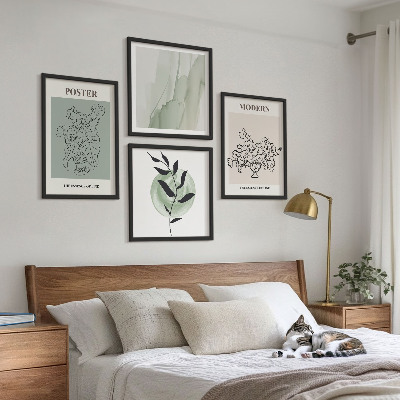 Ensemble de 4 tableaux Fleurs dans un vase moderne