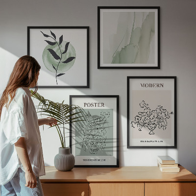 Ensemble de 4 tableaux Fleurs dans un vase moderne