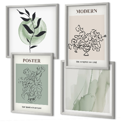 Ensemble de 4 tableaux Fleurs dans un vase moderne