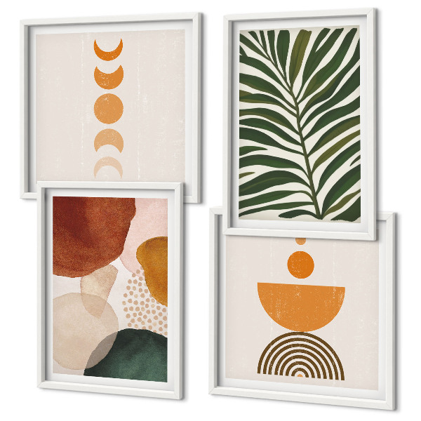Ensemble de 4 tableaux Formes de feuilles abstraites