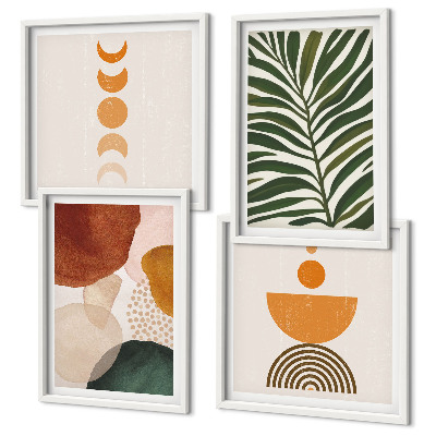 Ensemble de 4 tableaux Formes de feuilles abstraites