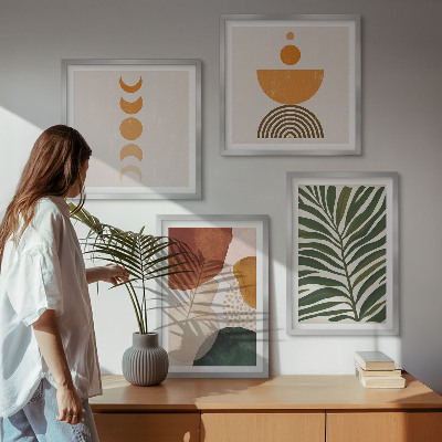 Ensemble de 4 tableaux Formes de feuilles abstraites
