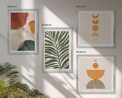 Ensemble de 4 tableaux Formes de feuilles abstraites