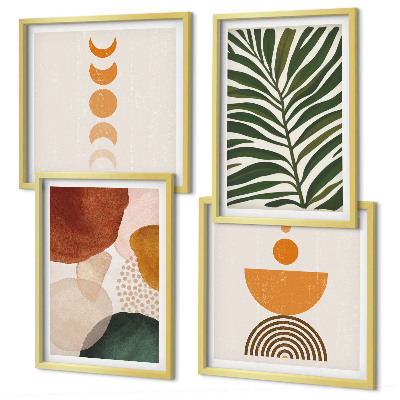 Ensemble de 4 tableaux Formes de feuilles abstraites