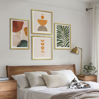 Ensemble de 4 tableaux Formes de feuilles abstraites