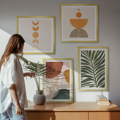 Ensemble de 4 tableaux Formes de feuilles abstraites