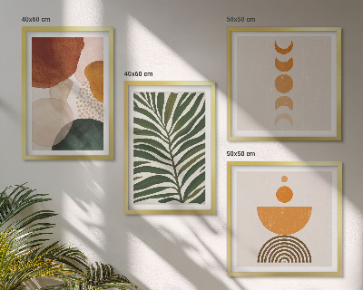 Ensemble de 4 tableaux Formes de feuilles abstraites